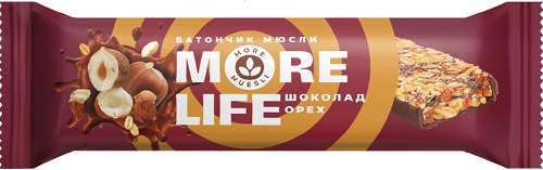 MoreLife Батончик Мюсли 32г Орех со сливками глазурь