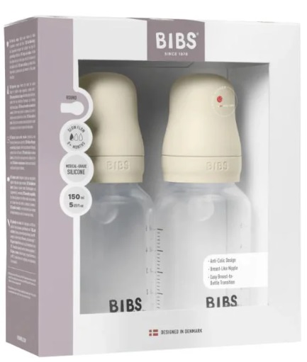 Подарочный набор бутылочек с силиконовой соской Bibs Ivory 2шт 150мл и 150мл мл арт.51161216