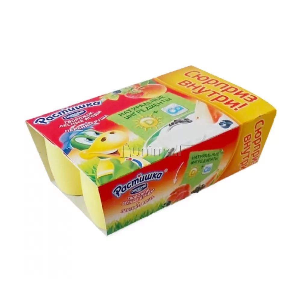 Данон Растишка Творог со вкусом "лесные ягоды, персик, груша" 6*45,0