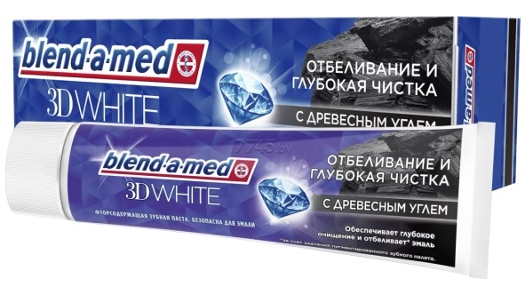 Зубная паста BLEND-A-MED 3D White Отбеливание и глубокая чистка с Древесным углем 100 мл