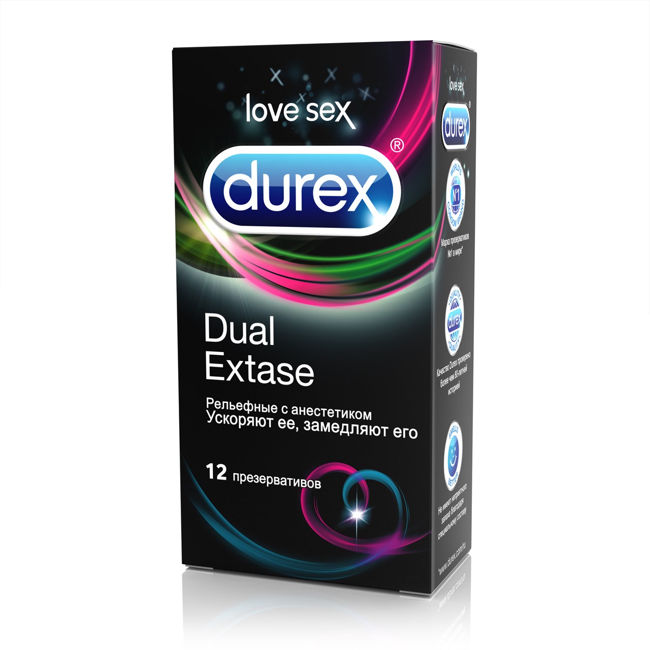Презервативы DUREX Dual Extase 12шт (Рельефные с анастетиком)
