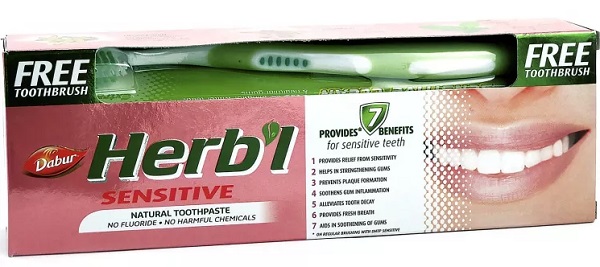 Dabur Herbl Sensitive Зубная паста для чувствительных зубов 150 гр + зубная щетка