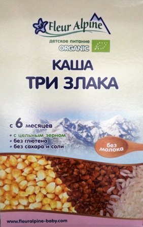Fleur Alpine Каша безмолочная Три злака 175 г с 6 мес