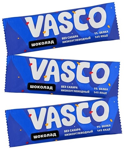Vasco Батончик Протеиновый Шоколад 40г низкоуглеводный без сахара