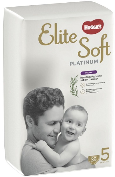 Трусики-подгузники для детей HUGGIES ELITE SOFT Platinum №5 (12-17кг) 38шт