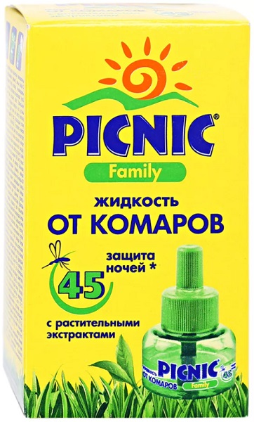PICNIC Family Жидкость от Комаров для фумигатора 45 ночей