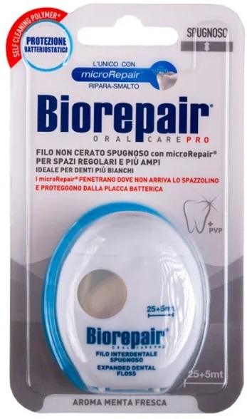 Зубная нить Невощеная губчатая BIOREPAIR Поддерживающая белизну