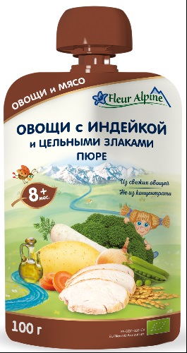 Fleur Alpine Пюре Овощи с Индейкой и злаками 100г 