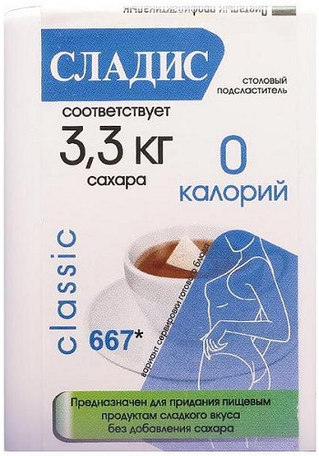 Сладис Подсластитель 667таб. плоская банка