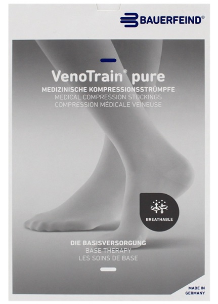 Компрессионные чулки BAUERFEIND VenoTrain pure AG border dot 2 кл. р.L plus long закр.нос.беж.