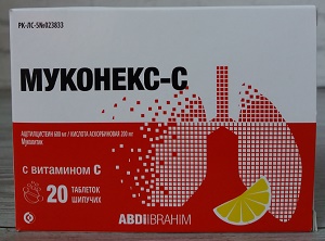 Муконекс-С табл. шип. №20 ( ацетилцистеин 600 мг, аскорбиновая кислота 200 мг ) (Упаковка)