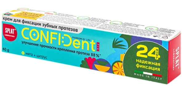 Крем для фиксации зубных протезов SPLAT Confident 40 гр Мята Цитрус