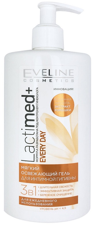 Eveline LactiMed+ 250 мл Гель для интимной гигиены Молочная кислота и Ромашка