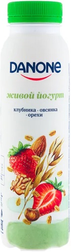 Данон Йогурт питьевой Клубника-овес-орехи 270г