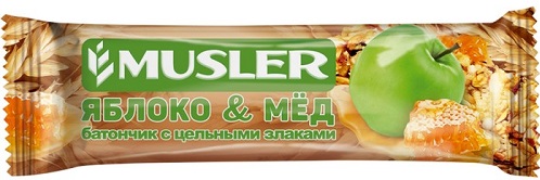 Musler Батончик мюсли яблоко и мёд 30г Мюслер