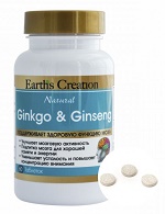 Гинкго билоба с Женьшенем Ginkgo & Ginseng капсулы №60 Earth's Creation @&