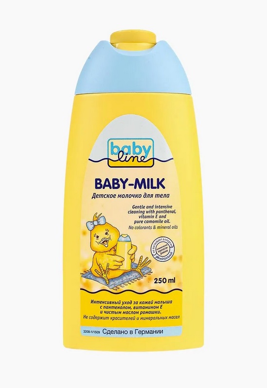 BABY LINE Детское молочко для тела с пантенолом, вит.Е и маслом ромашки 0М+ 250мл