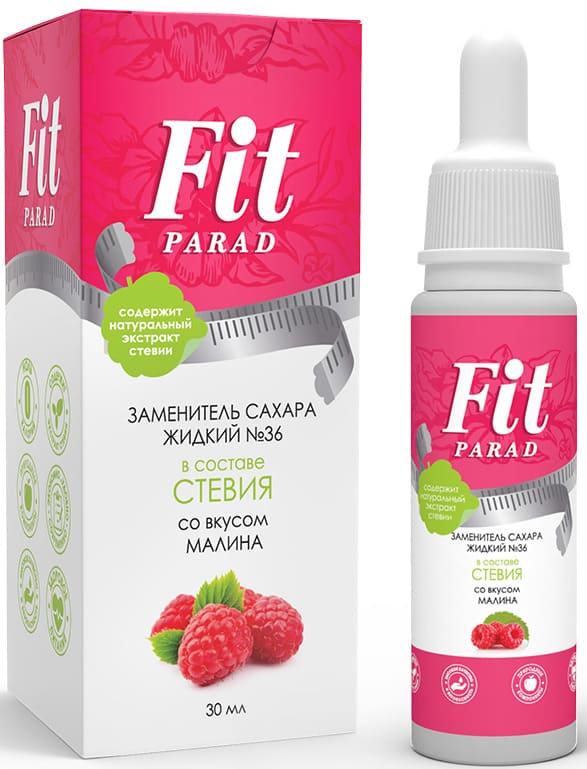 Фит Парад №36 Жидкий Заменитель сахара Стевия 30мл.Малина  Fit Parad