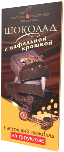 Верное средство Шоколад Горький с Вафельной крошкой на фруктозе 90г