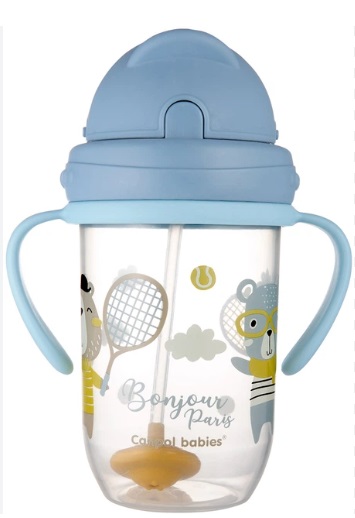 Поильник 6м+ CANPOL BABIES 270 мл Bonjour Paris с трубочкой и утяжелителем арт.56/607