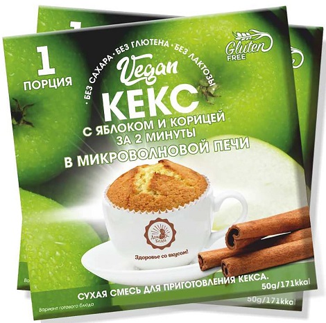 Кекс Vegan за 2мин. Яблоко Корица Дом Кедра