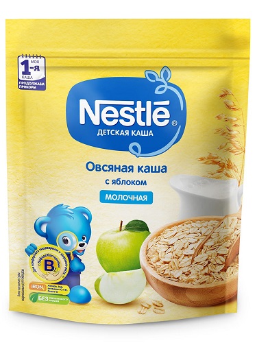 Nestle Каша молочная Овсяная Яблоко 220г с 5мес. зиппак