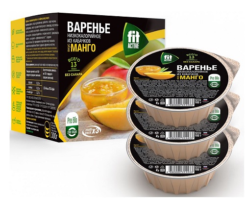 Fit Active Варенье из кабачков Манго 100г №3шт