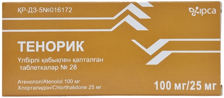 Тенорик табл. 100 мг №28 ( атенолол 100 мг, хлолрталидон 25 мг ) (Упаковка)