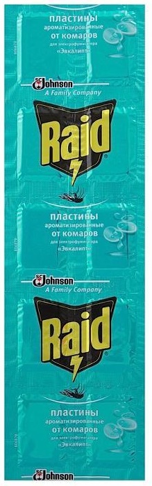 Пластины от Комаров для фумигатора 10 шт RAID Эвкалипт