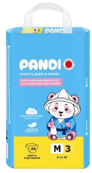 Подгузники для детей PANDI M (6-11кг) 56шт