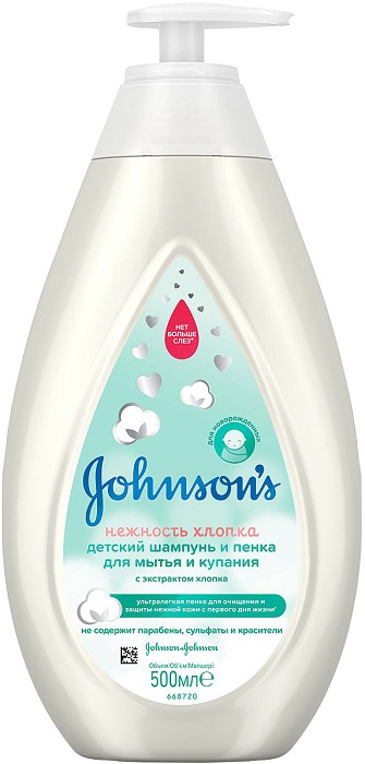 JOHNSON`S Детский шампунь и Пенка Нежность Хлопка 500 мл 
