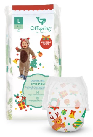 Offspring трусики подгузники для детей Новый год L (9-14кг) 36 шт