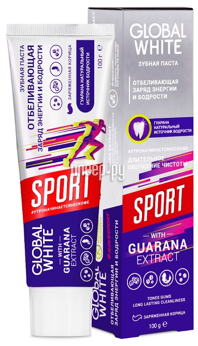 Зубная паста GLOBAL WHITE Sport Guarana Extract 100 г
