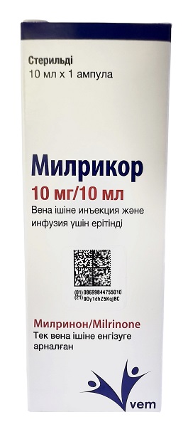 Милрикор амп. 1мг/10мл №1 ( милринон ) Milricor при остр сердеч недостаточн