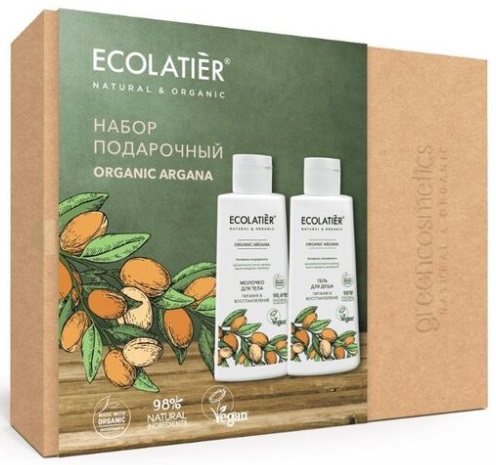 Подарочный набор ARGANA гель для душа и молочко для тела ECOLATIER