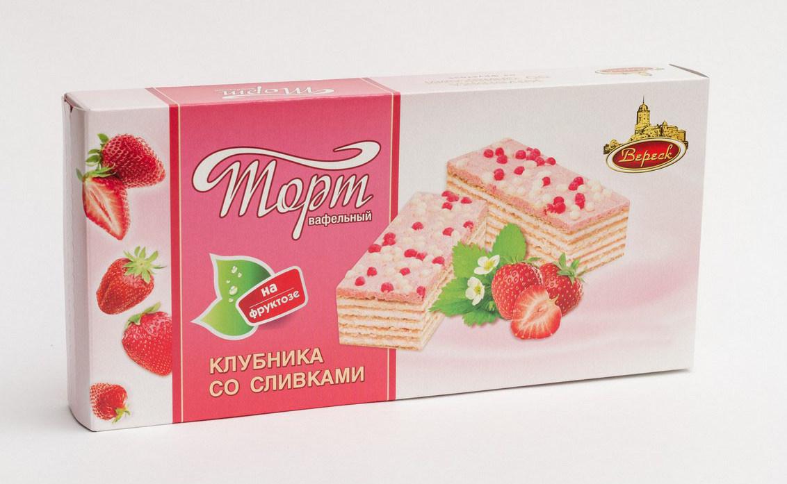 Вереск Торт вафельный Клубника сливки на фруктозе 220г