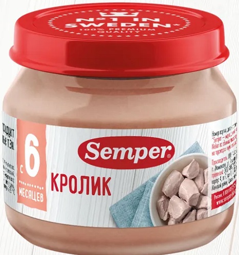 Semper Пюре Кролик 80 г с 6 мес банка стекло