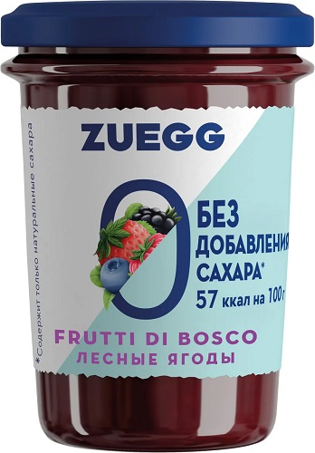 Zuegg Конфитюр с пониж ккл Лесные ягоды 220г Zu Zero Sugar Wild Fruits