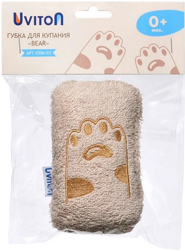 Губка для купания UVITON 0м+ Bear Бежевый арт.0506/03