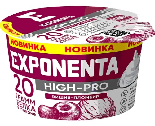 Продукт кисломолочный обезжиренный Exponenta High-Pro Вишня-пломбир 160 г