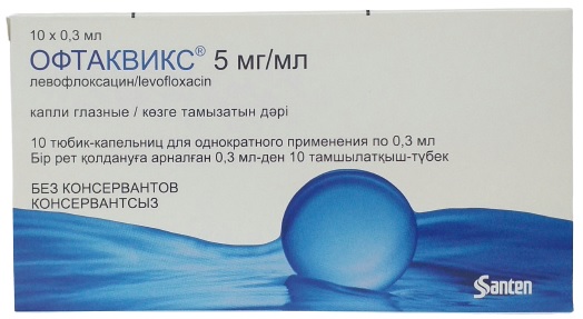 Офтаквикс капли глазные 5 мг/мл 0,3 мл №10 тюбиков (левофлоксацин) от 1 года