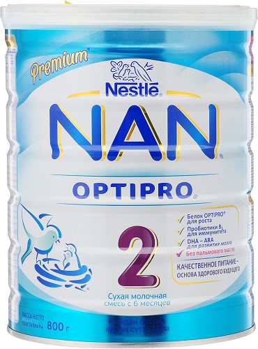 NAN 2 OPTIPRO 800г Напиток сухой молочный для детей с 6 месяцев.