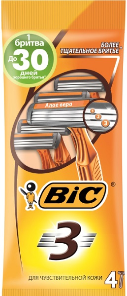 Станок бритвенный BIC "Бик3 Sensetive" 4шт для чувствительной кожи