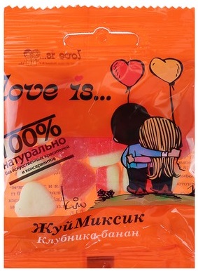 Мармелад жевательный LOVE IS Жуй Миксик Клубника-Банан 25 г #