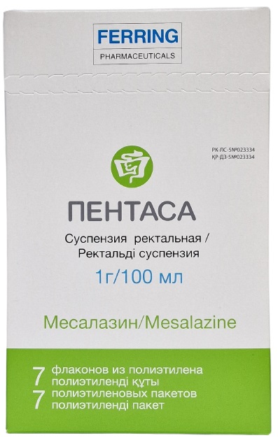 Пентаса суспензия . рект. 1 г/100 мл №7 фл ( месалазин ) (Упаковка)