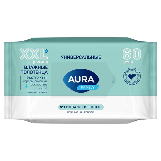 AURA Family Влажные полотенца big-pack 60шт