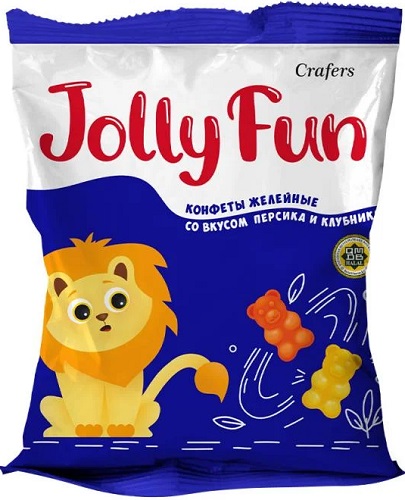 Jolly Fun Конфеты желейные глазированные Персик-клубника 70г  &