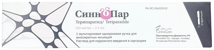 СинноПар р-р 250 мкг/мл 2,4 мл №1 шприц-ручка ( терипаратид ) форстео ( лечение остеопороза) 
