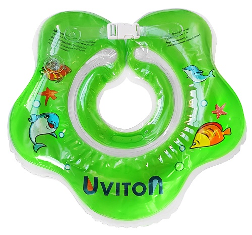 Круг для купания малышей UVITON 0м+ надувной на шею зелённый арт.0055 