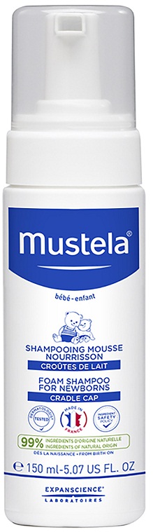 MUSTELA Шампунь пенка от молочных корочек для новорожденных 150 мл